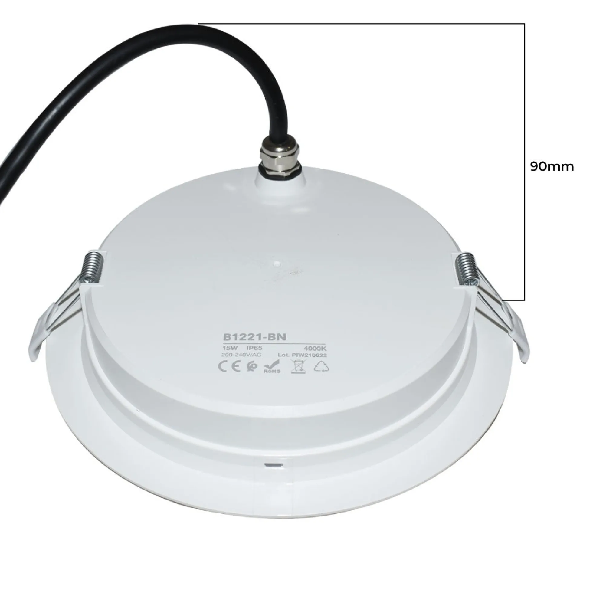 Downlight LED estanco empotrable - IP65 - 15W - Corte Ø 145-160mm