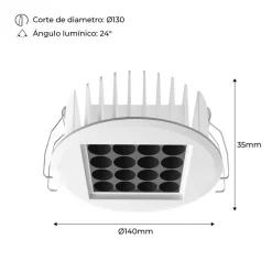 Downlight Led 18W 24º UGR18 Chip Osram