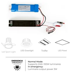 Driver LED para emergencia - Salida 3W - 3h autonomía - Luz 24/100W