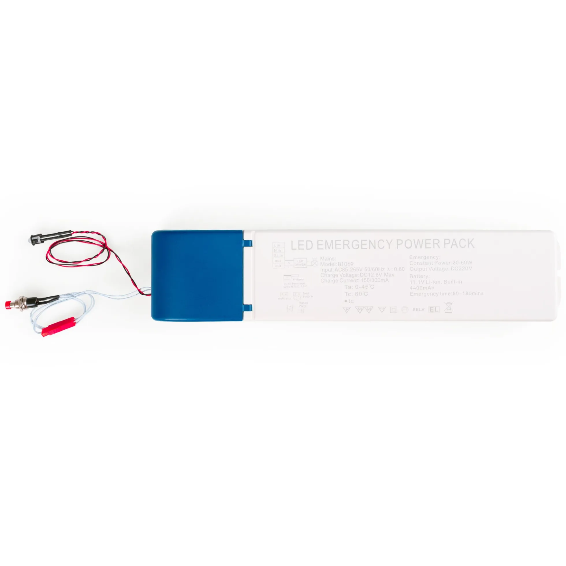 Driver LED para emergencia - Salida 3-60W - 3h autonomía - Luz 3-60W