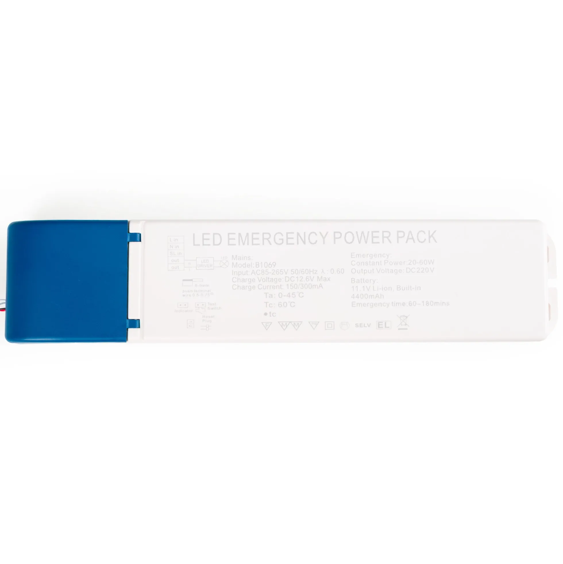 Driver LED para emergencia - Salida 3-60W - 3h autonomía - Luz 3-60W