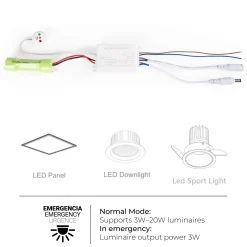 Driver LED para emergencia - Salida 3W - 3h autonomía - Luz 3/20W