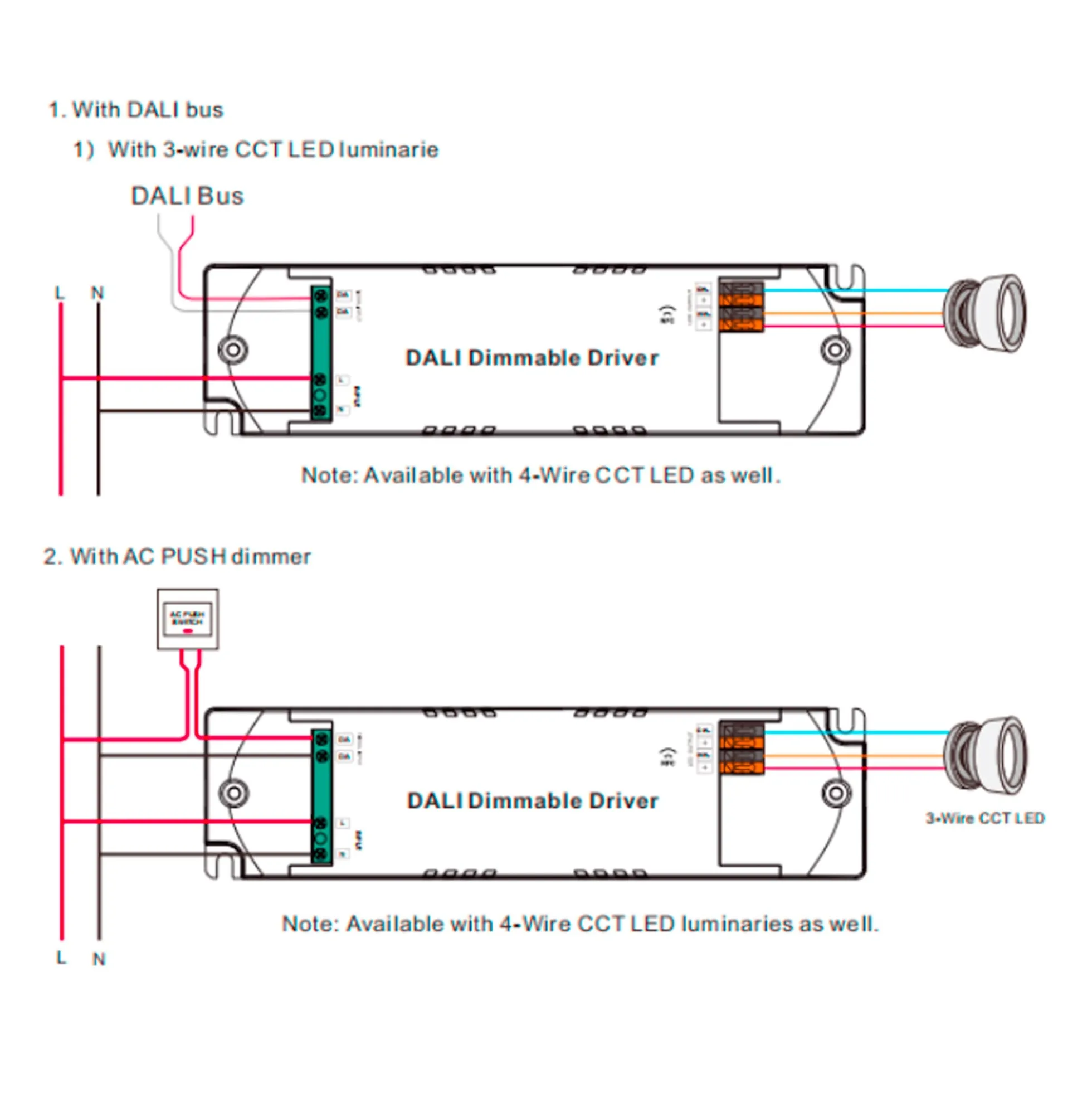 Driver regulable DALI DT8 CCT 220-240V - Salida 6-42V DC - 100-700mA - 12W