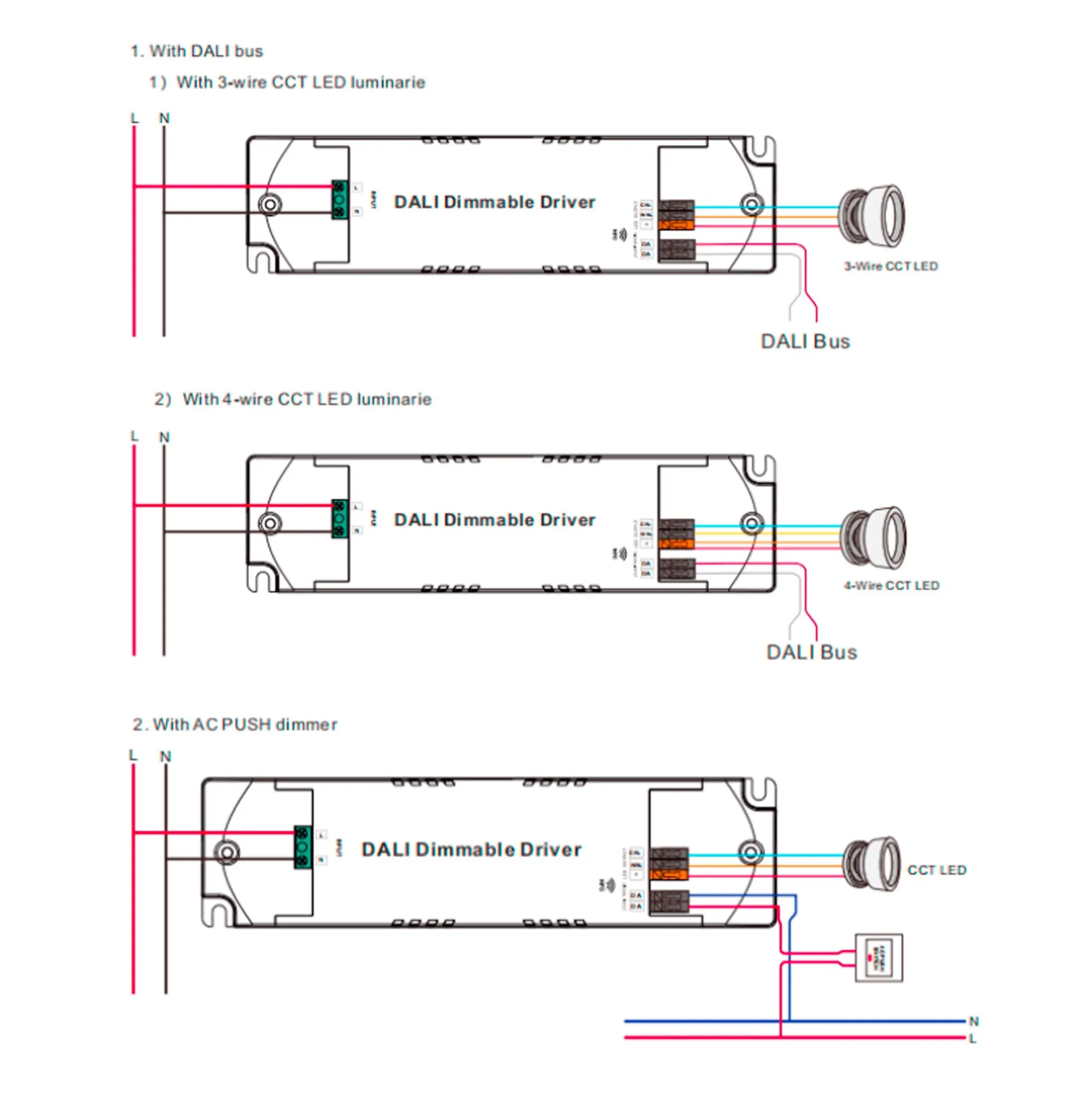 Driver regulable DALI DT8 CCT 220-240V - Salida 6-42V DC - 100-700mA - 15W