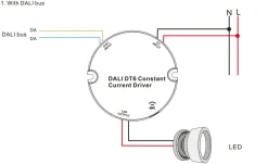 Driver regulable DALI DT6 NFC monocolor 220-240V - Salida 10-42V DC - 100-500mA - 10W