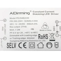 Driver regulable TRIAC corriente constante 12-24V 7.2W 300mA