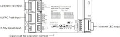 Driver regulable TRIAC DALI PUSH 0/1-10V 8-48VDC 50W multicorriente (180-1500mA)