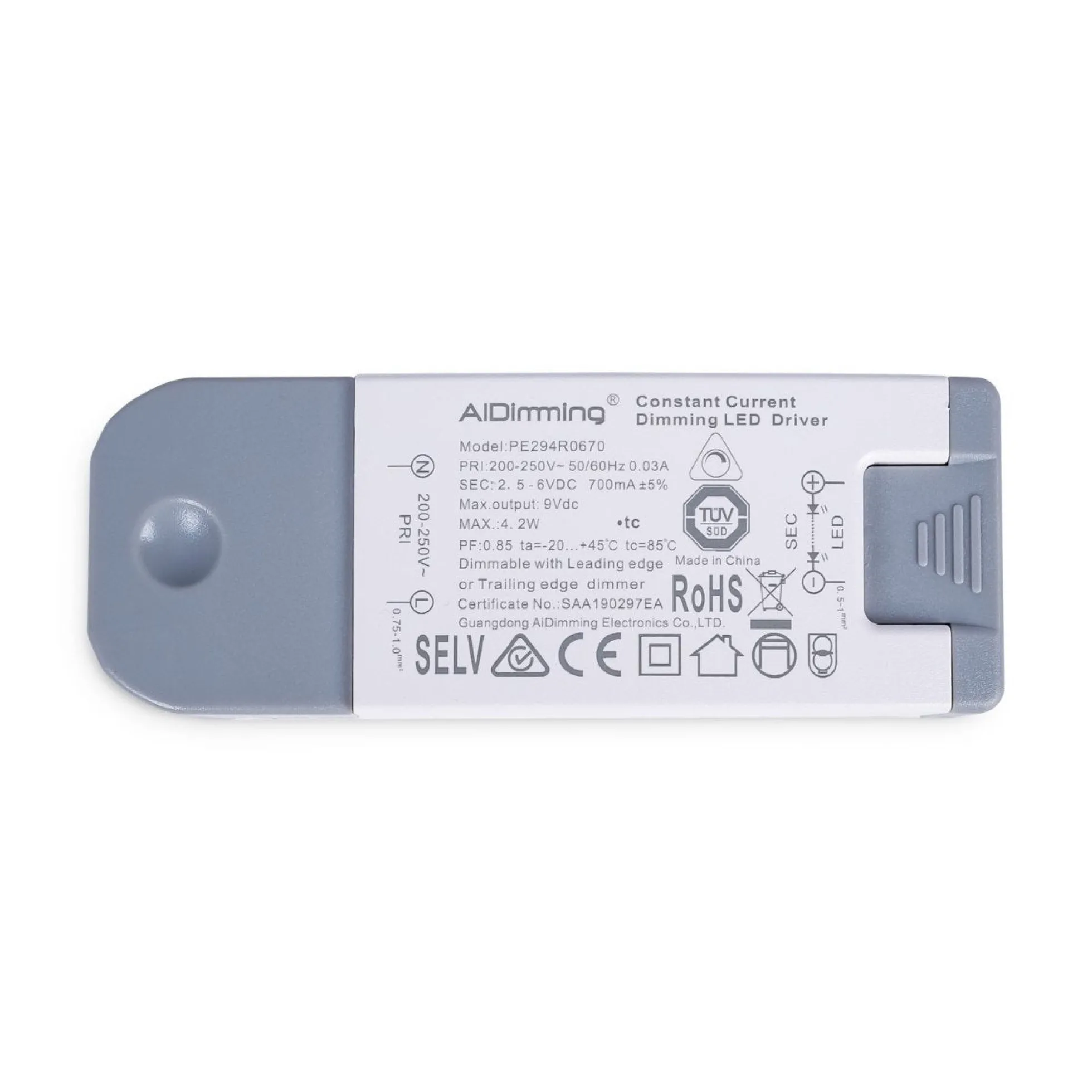 Driver regulable TRIAC 2-6V DC - 700mA - 4,2W