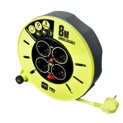 Enrollacables cerrado Pro-XT - 4 tomas - Cable alta visibilidad 3x1,5mm2 - 8m - IP20