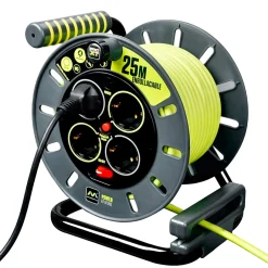 Enrollacables Pro-XT - 4 tomas - Cable alta visibilidad 3x1,5mm2 - 25m - IP20