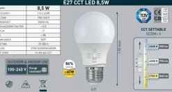 Farola exterior Fumagalli LED "GLOBO MIZAR/G250" 8.5W E27 - CCT