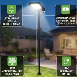 Farola solar con panel y mando a distancia - LED CCT - 240W - IP54