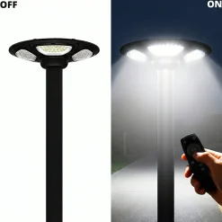 Farola Solar LED 150W con Base Rellenable de Agua o Arena | 6500K IP54 · Mando y Sensor PIR