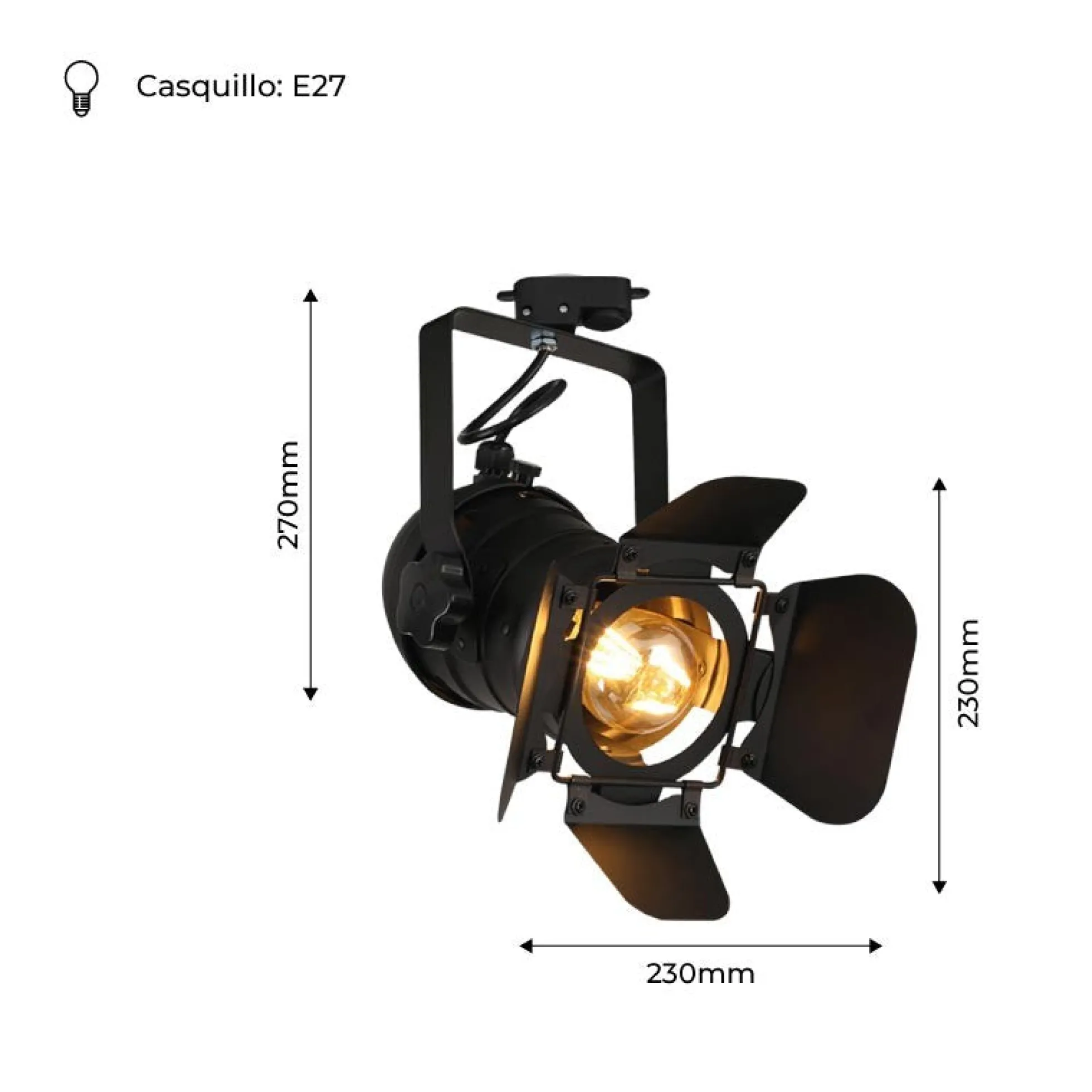 Foco carril monofásico orientable "Cinema" - E27