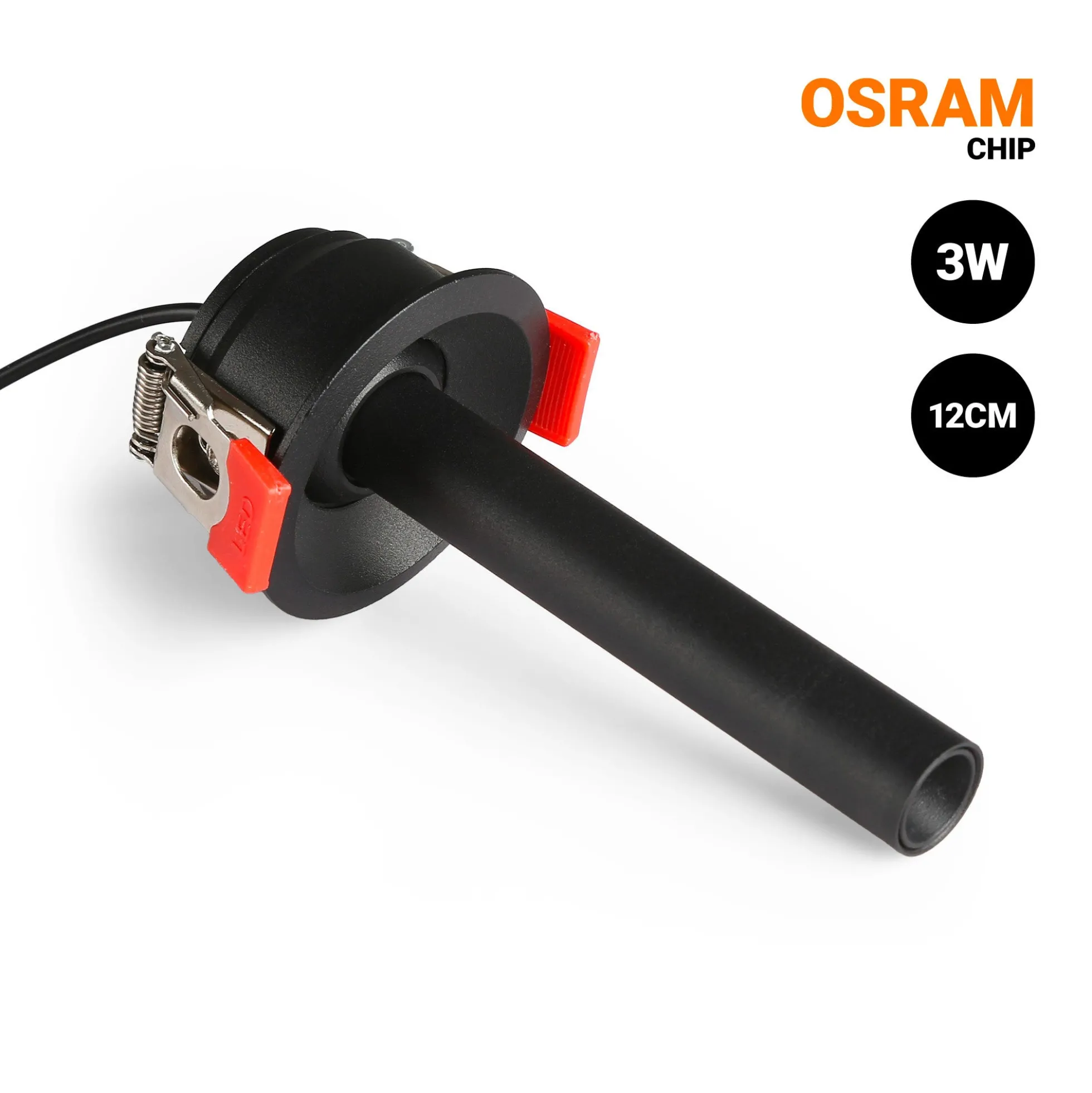 Foco de techo LED empotrable 3W - Extensible 120mm - Orientable - Chip OSRAM - 2700K