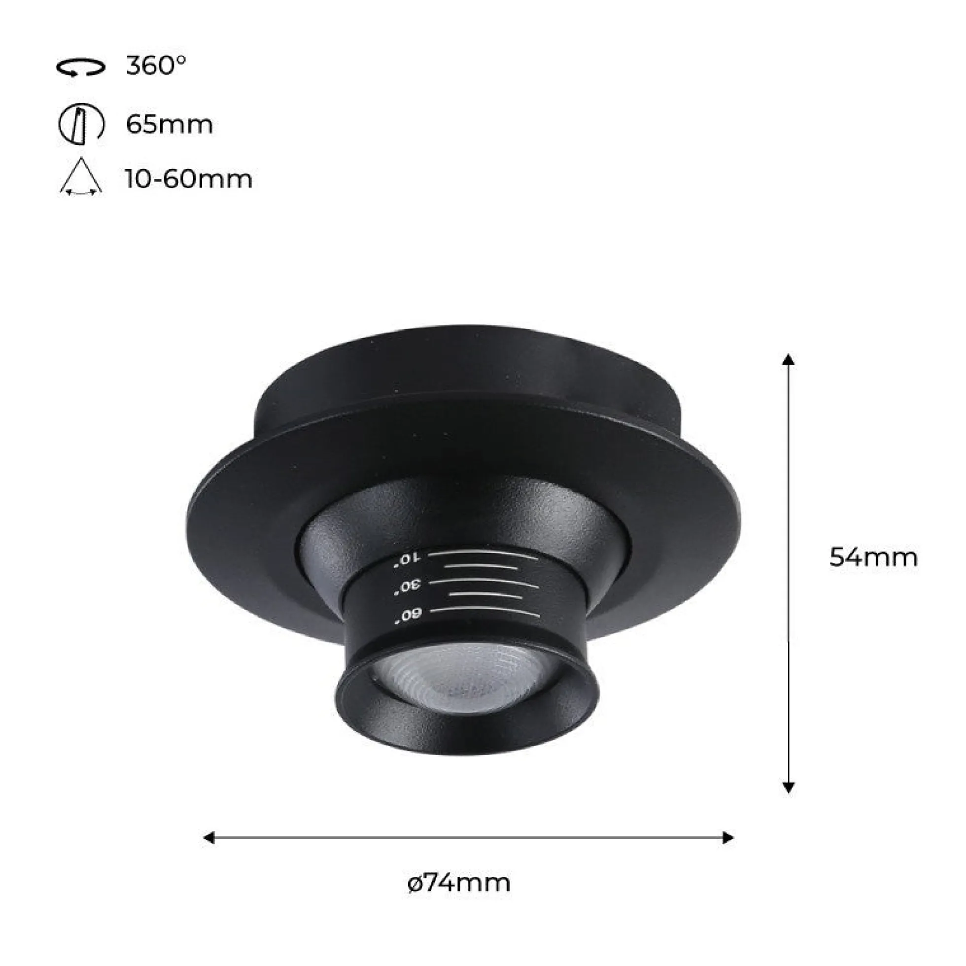 Foco empotrable LED con zoom - Orientable - Chip Cree - 2700K - 3W