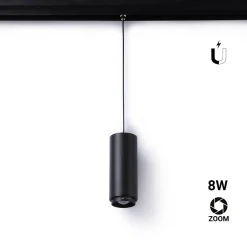Foco LED de suspensión para carril magnético con ZOOM 15°-60° - 48V - 8W - UGR16 - CRI95