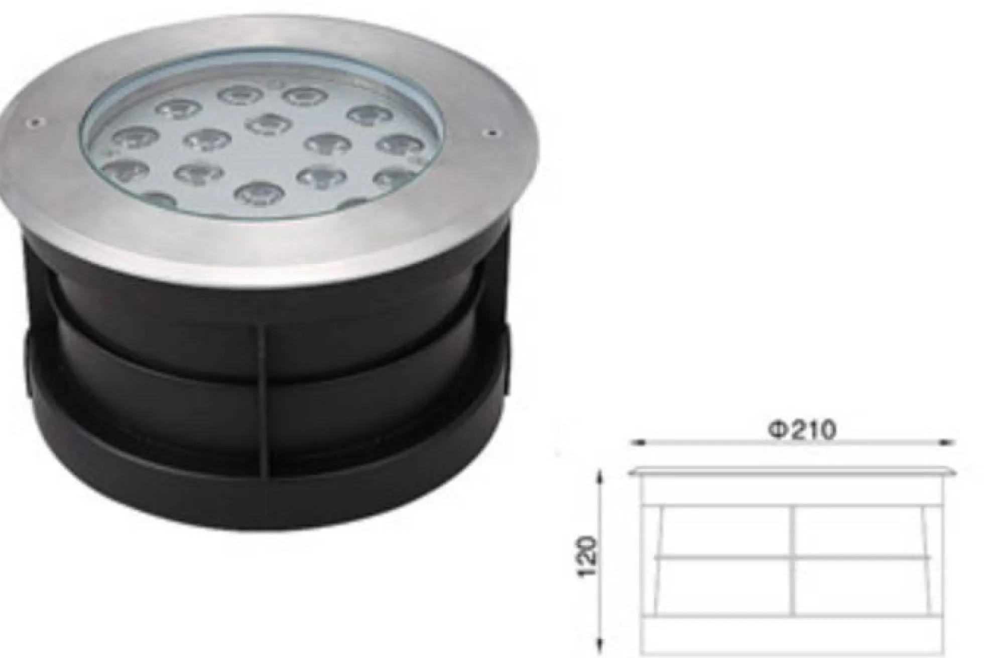 Foco LED Empotrable en suelo 18W 12V-DC IP67 Blanco cálido 3000K