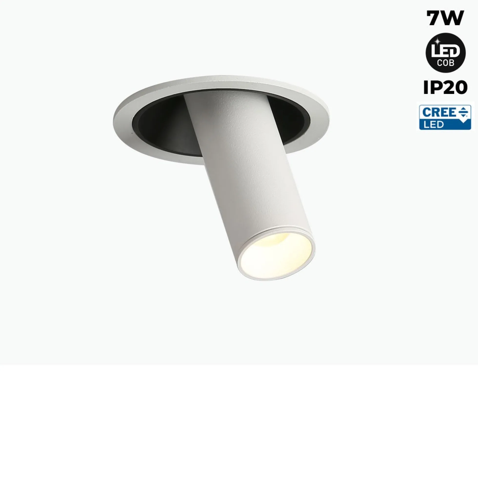 Foco LED empotrable orientable "ALAI" - Zoom - 100mm - 2800K - LED COB - chip Cree - 7W