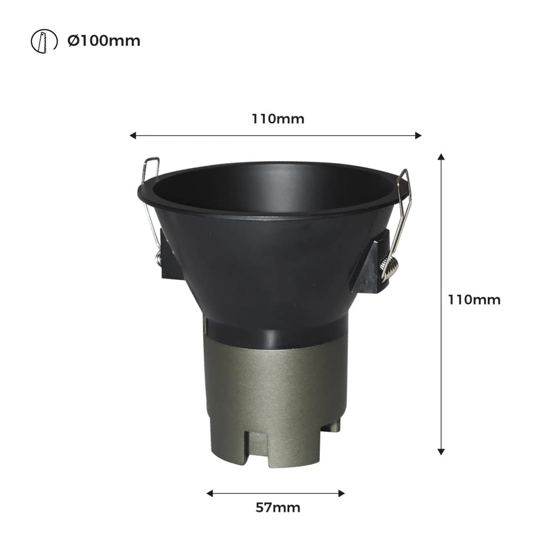 Foco LED empotrable 11W "KOPPA"- Óptica 24º - Color negro - Corte Ø 100mm - Bajo UGR
