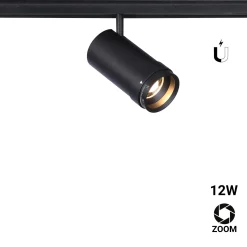 Foco LED para carril magnético con Zoom 10-55º - 48V - 12W