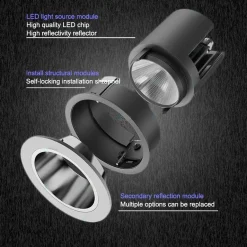 Foco LED techo empotrable COB - 5W - Orientable - Bajo UGR - Ø50mm