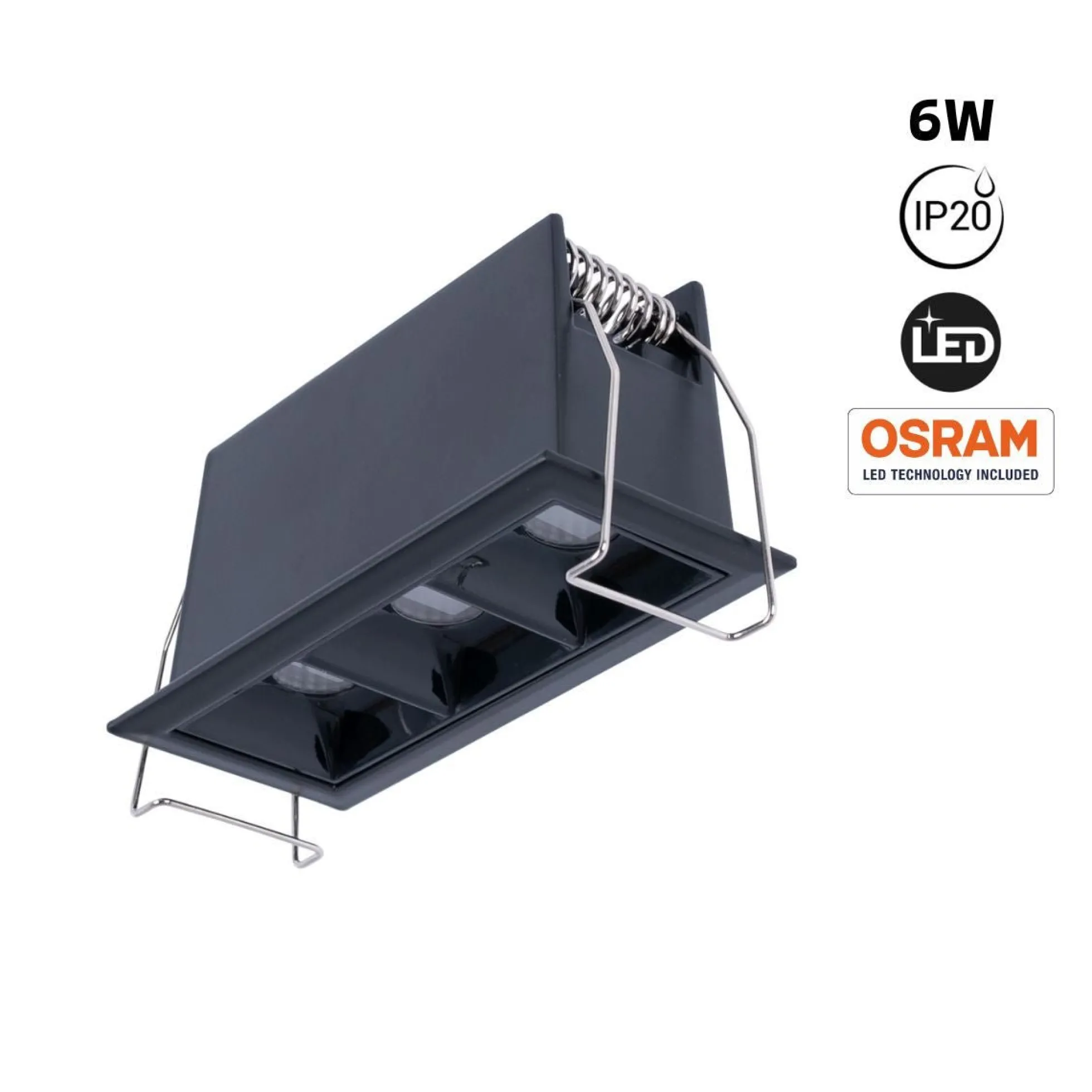Foco lineal LED empotrable triple 6W - UGR18 - CRI90 - Chip OSRAM