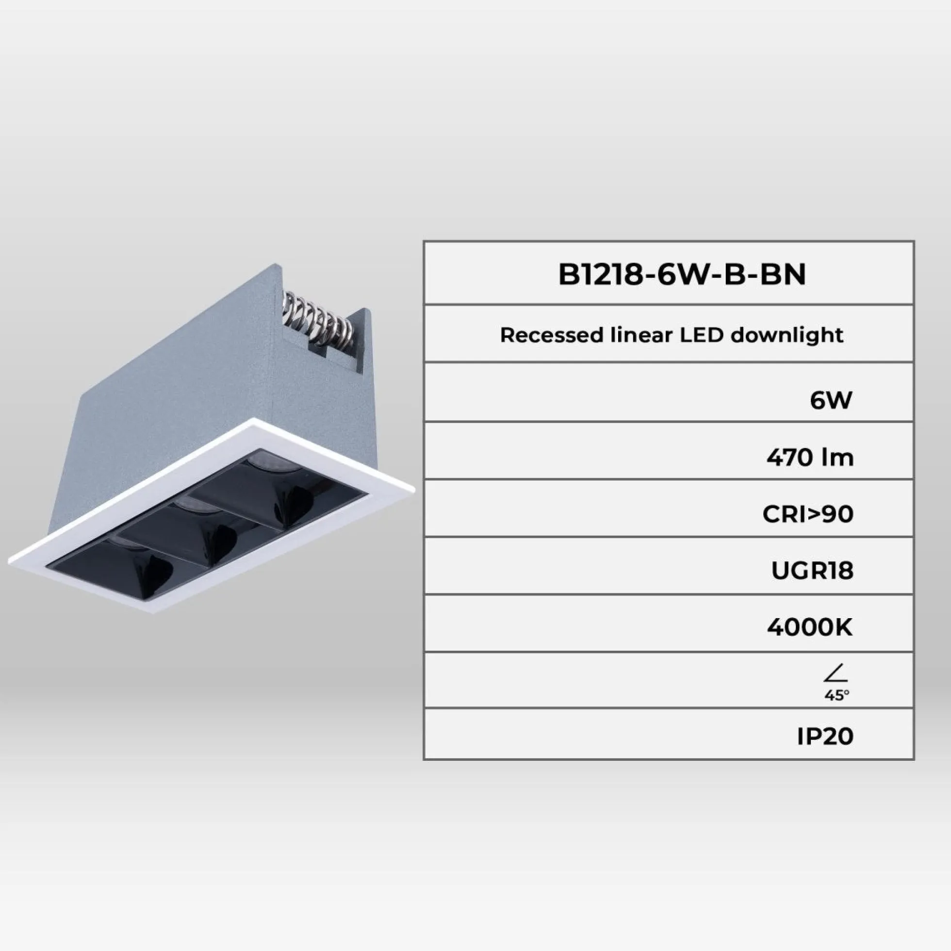 Foco lineal LED empotrable triple 6W - UGR18 - CRI90 - Chip OSRAM
