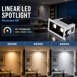 Foco lineal LED empotrable 4W - CCT - UGR18 - CRI90 - IP20