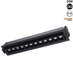 Foco lineal LED empotrable 20W - Orientable - UGR18 - CRI90 - Chip OSRAM - 2800K