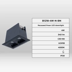 Foco lineal LED empotrable 4W - UGR18 - CRI90 - Chip OSRAM