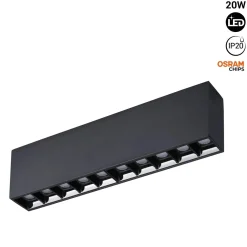 Foco lineal LED superficie color negro - 20W - UGR18 - CRI90 - Chip OSRAM