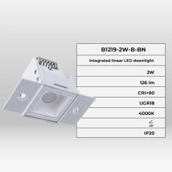 Foco lineal LED trimless / integración - 2W - UGR18 - CRI90