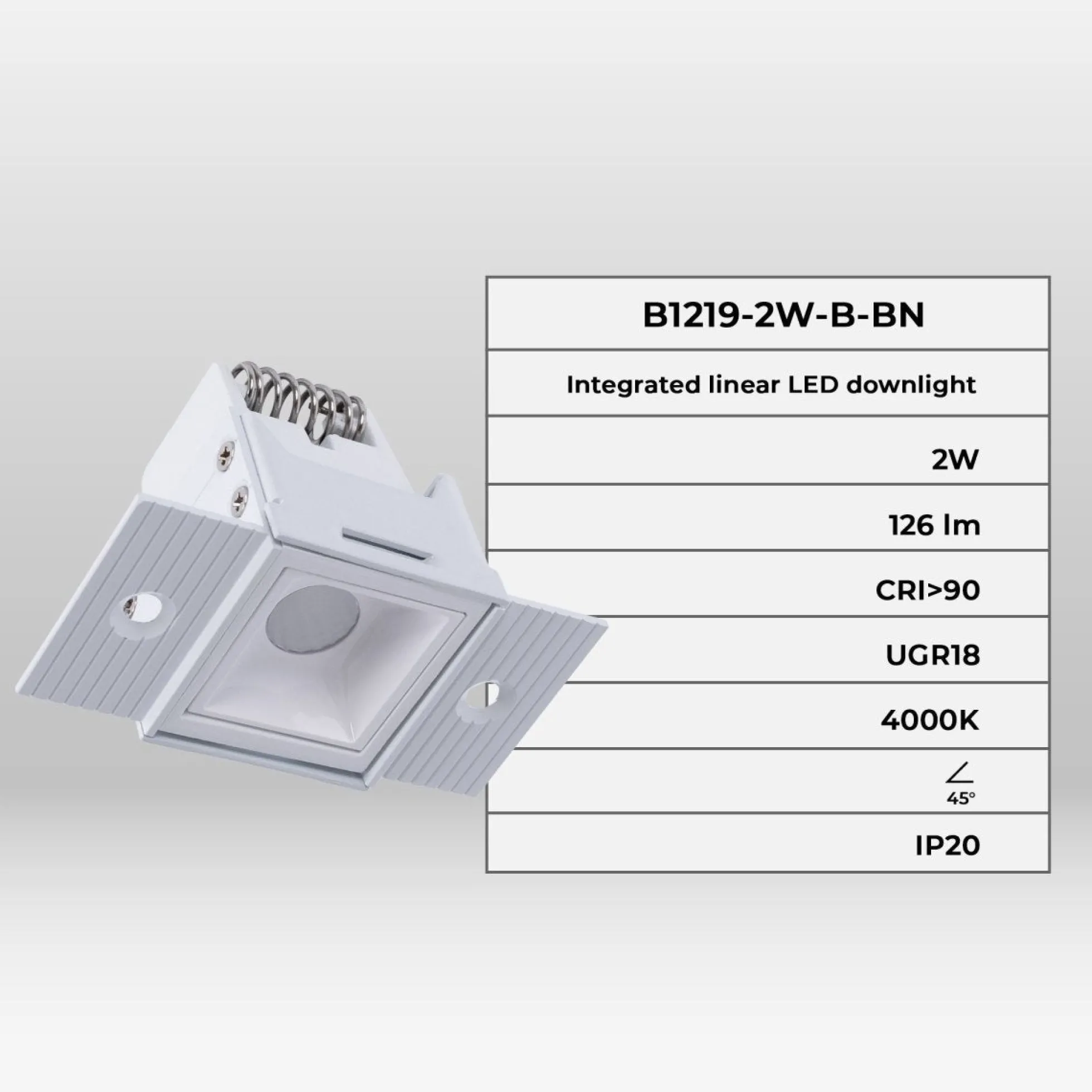 Foco lineal LED trimless / integración - 2W - UGR18 - CRI90