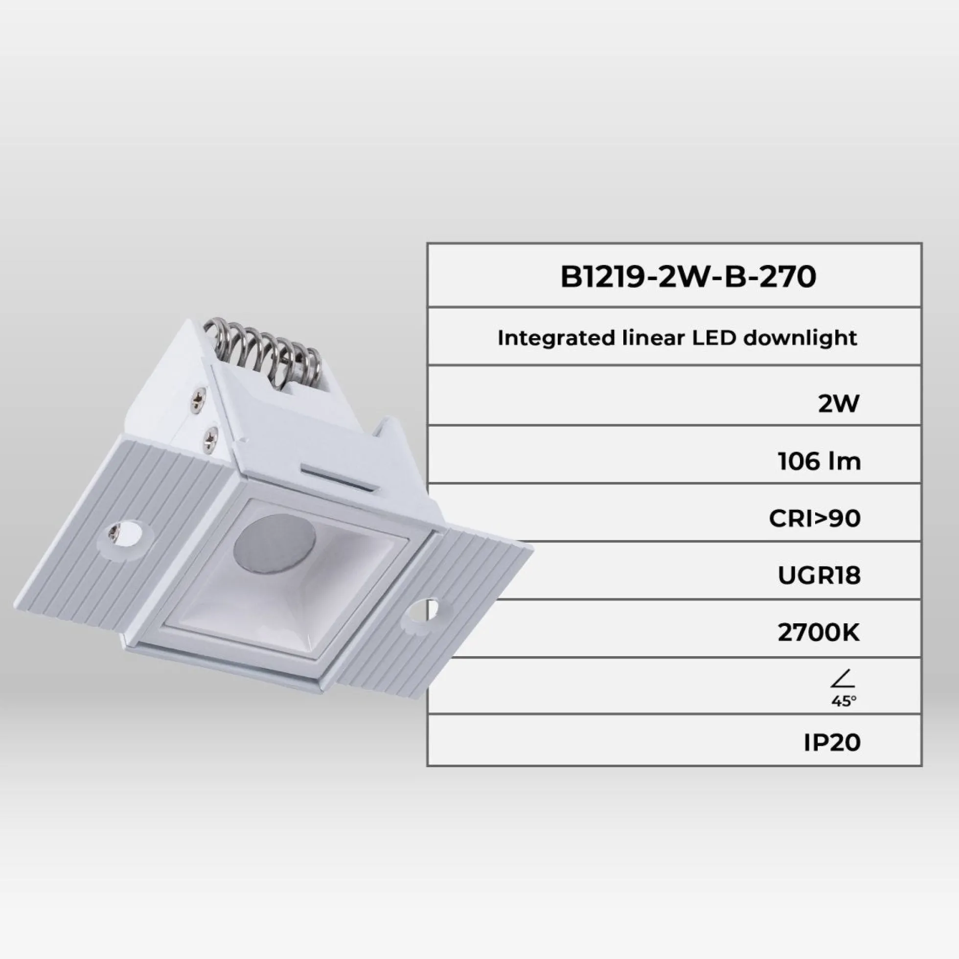 Foco lineal LED trimless / integración - 2W - UGR18 - CRI90