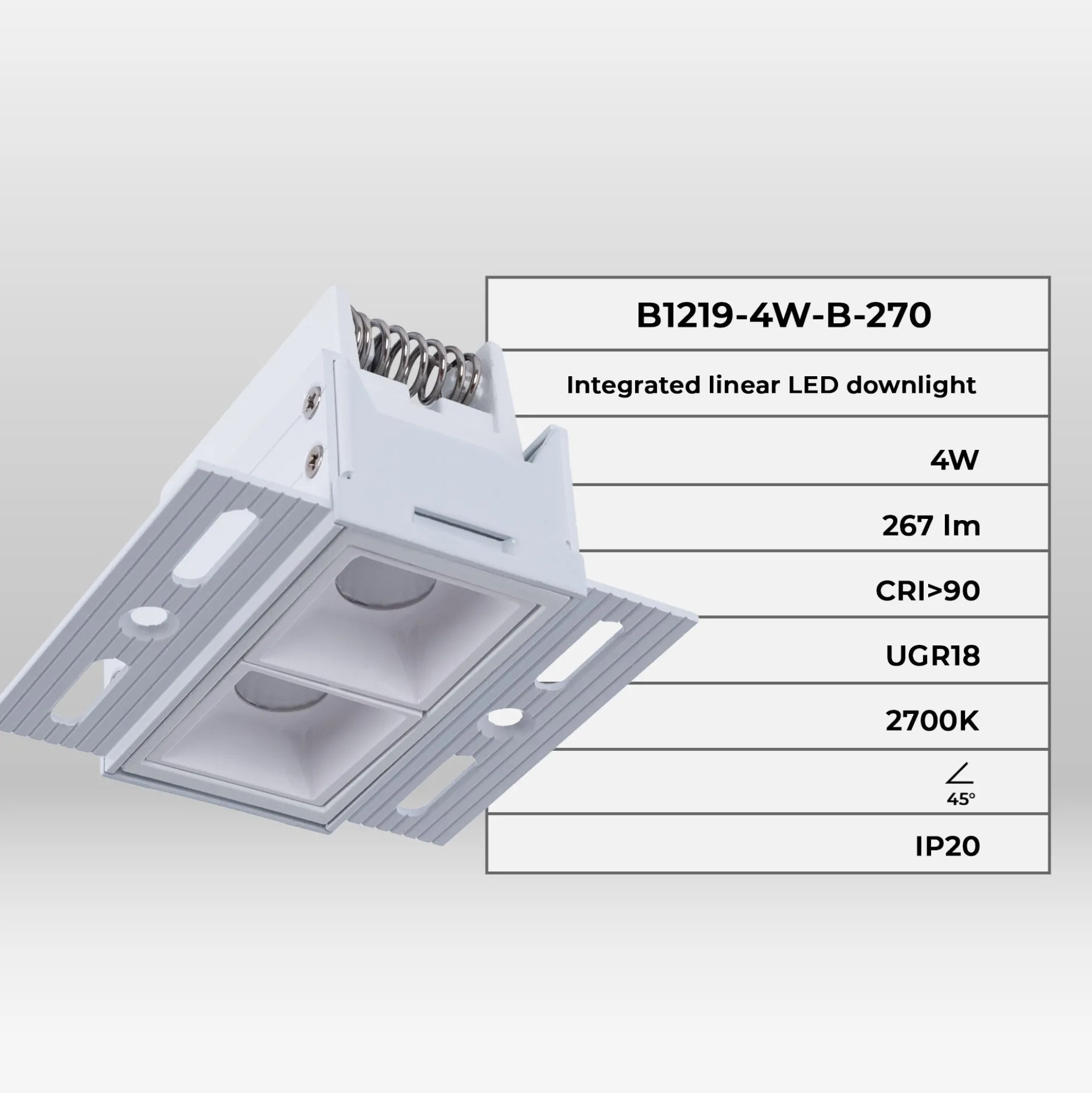 Foco lineal LED trimless / integración - 4W - UGR18 - CRI90