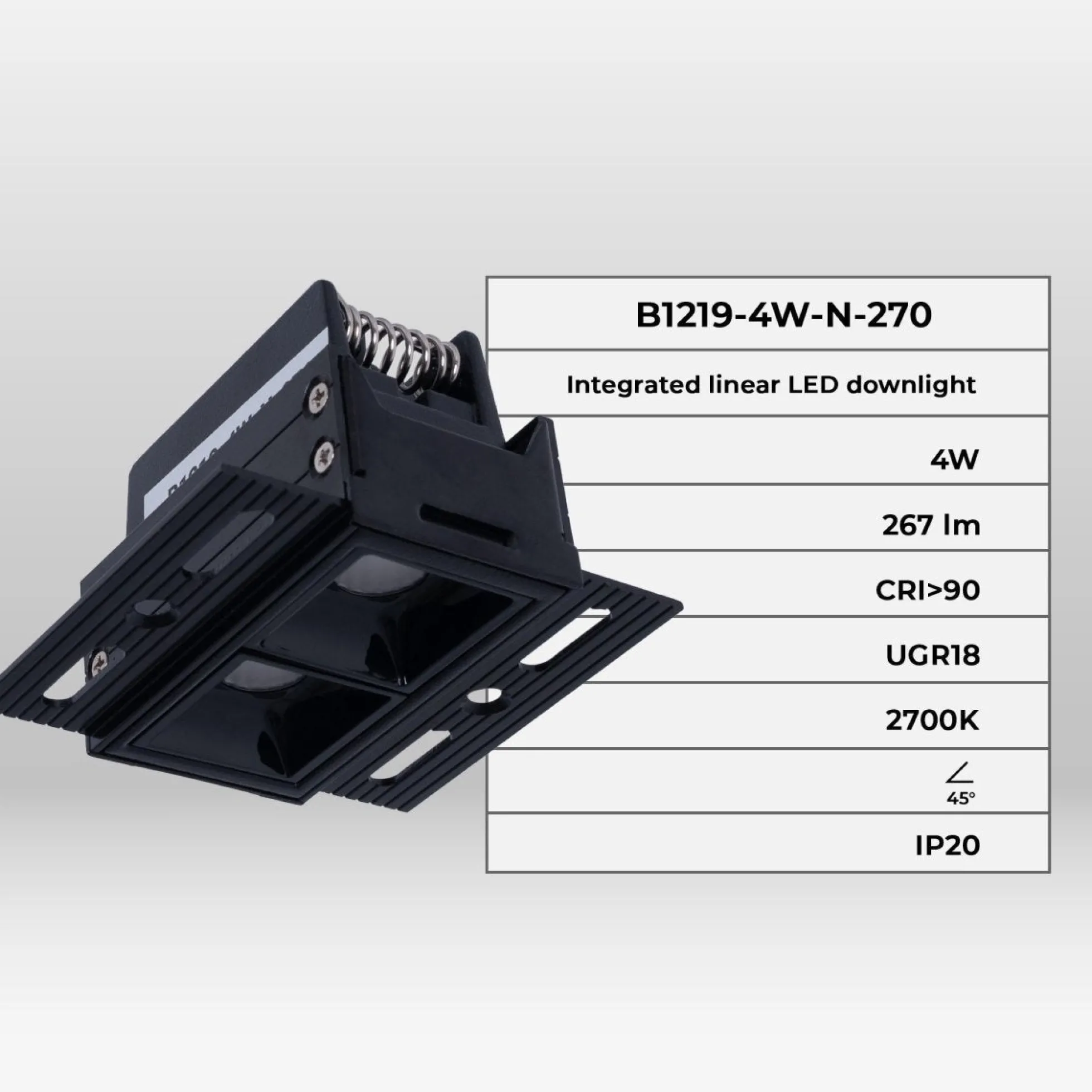 Foco lineal LED trimless / integración - 4W - UGR18 - CRI90