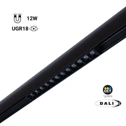 Foco lineal para carril magnético 48V CCT - 12W - DALI-2 regulable - UGR18