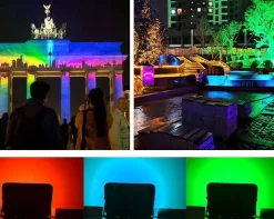 Foco proyector LED RGB 50W con mando IP65