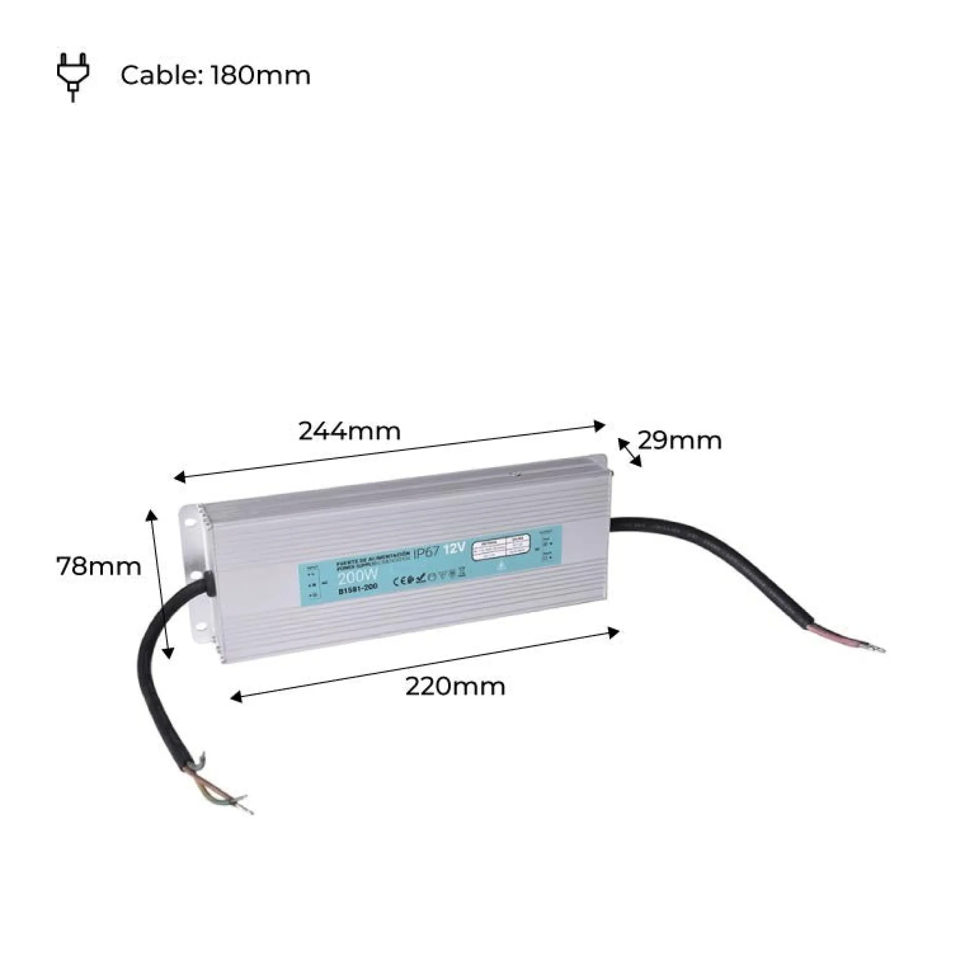 Fuente de alimentación estanca compacta 12V 200W IP67