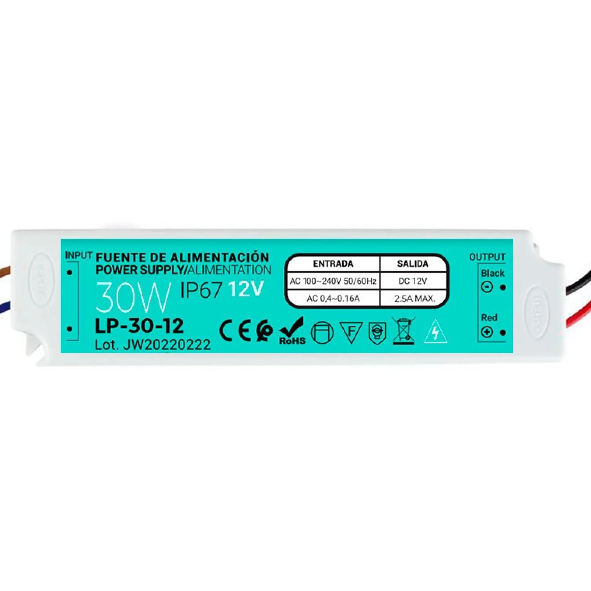 Fuente de alimentación Estanca IP67 12V 30W