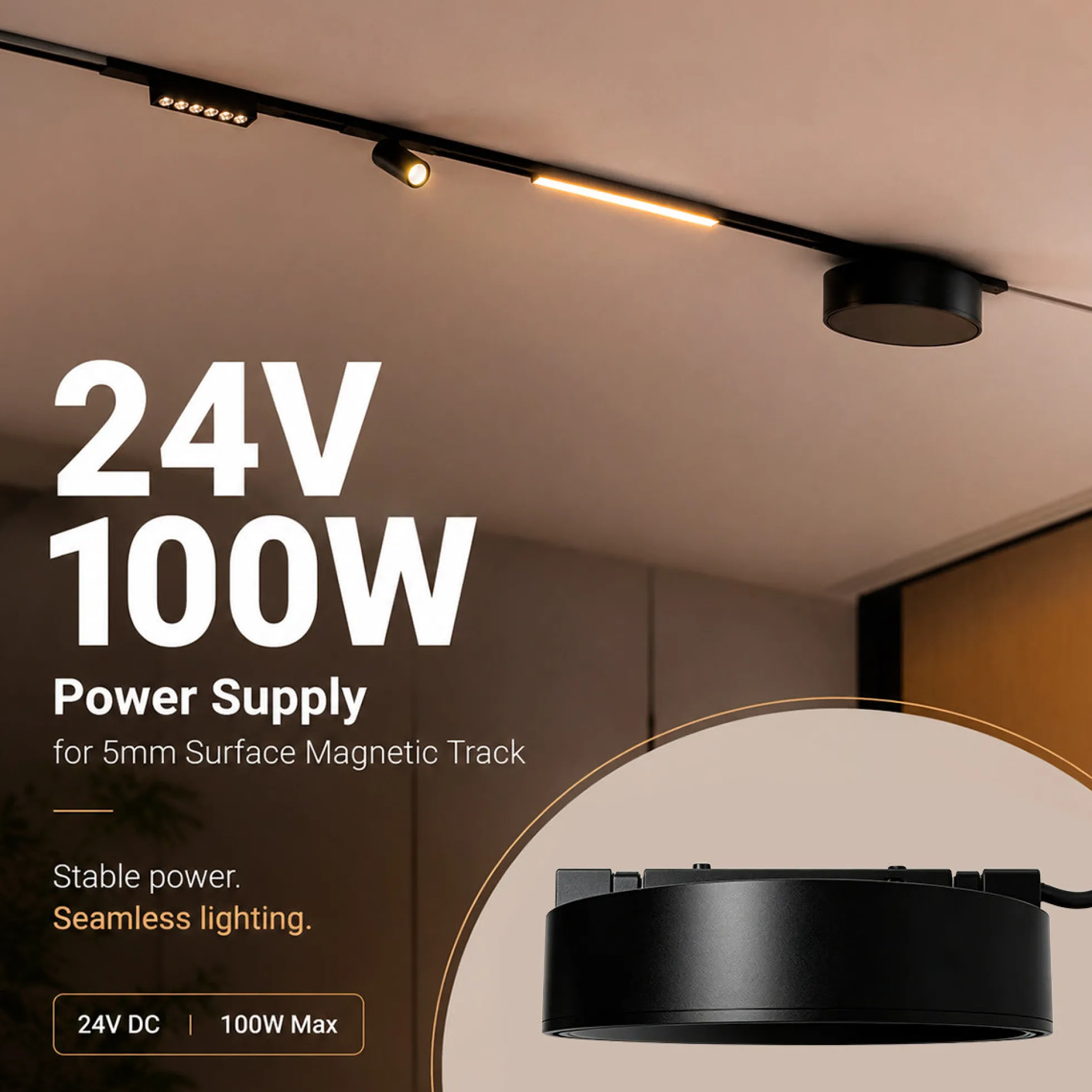 Fuente de alimentación para carril magnético - 5mm - 100W - 24V