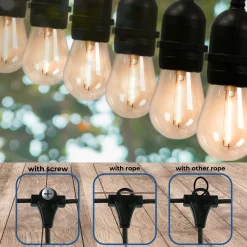 Guirnalda solar exterior - 15 Bombillas LED filamento E27 - IP44 - 10 metros