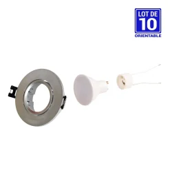 KIT - Aro downlight basculante Ø75mm + Bombilla GU10 5W + Casquillo GU10