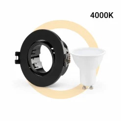 KIT - Aro downlight basculante Ø75mm + Bombilla GU10 5W + Casquillo GU10