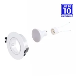 KIT - Aro downlight basculante Ø75mm + Bombilla GU10 5W + Casquillo GU10