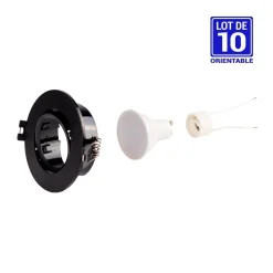 KIT - Aro downlight basculante Ø75mm + Bombilla GU10 5W + Casquillo GU10