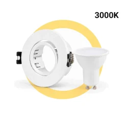 KIT - Aro downlight basculante Ø75mm + Bombilla GU10 5W + Casquillo GU10