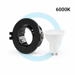 KIT - Aro downlight basculante Ø75mm + Bombilla GU10 5W + Casquillo GU10