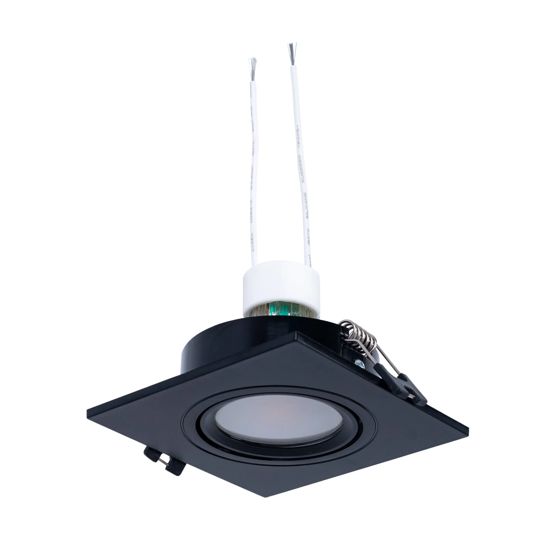 KIT Aro downlight cuadrado 93x93mm + Bombilla GU10 6W + Casquillo
